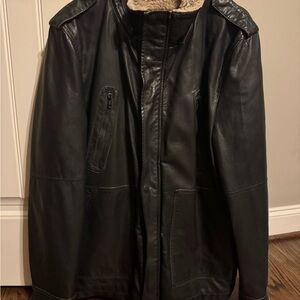 Black Rivet Men's Dark Leather Field Jacket